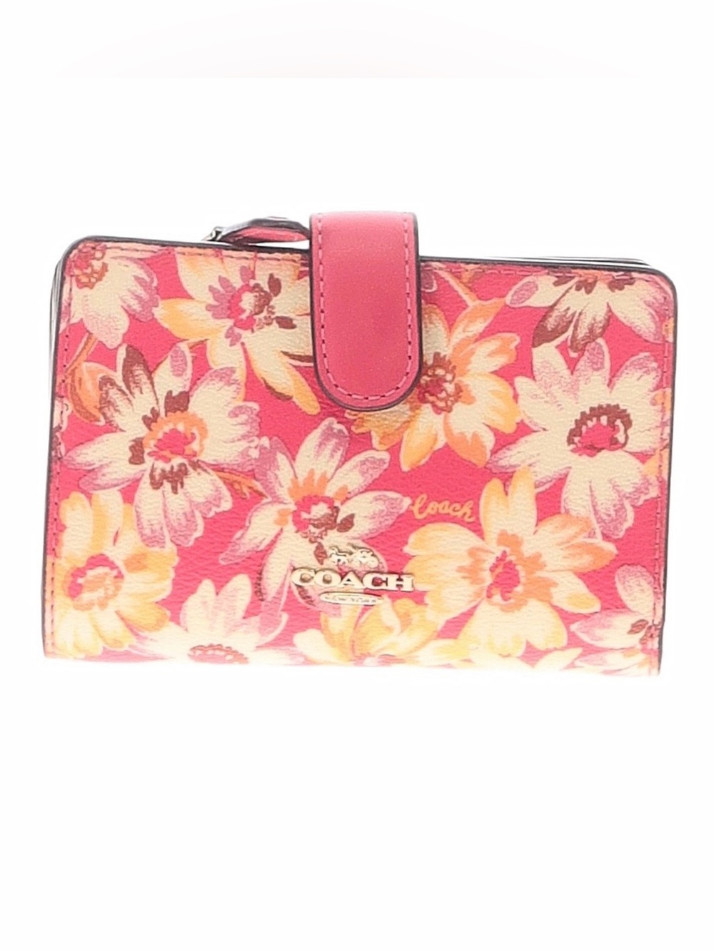 Coach daisy floral print medium zip snap wallet